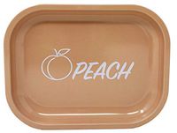 Metal Rolling Tray - Lightweight Small Tray 5.5 x 7 Inch - Beautifully Designed, Clear and Smooth Surface for Easy Rolling (Peach)