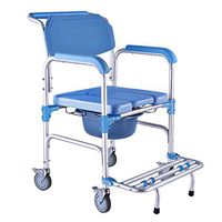 Medical Transport Toilet Commode Bathroom Wheelchair,Aluminum Shower Chair/Bedside WC/Locking Casters and Padded Seat,for Disabled and Pregnant Women