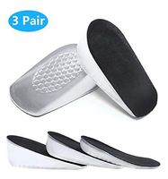Silicone Height Increase Insoles, Heel Cushion Inserts, Comfortable Gel Heel Pads for Shock Absorbing Support, Silicone Cushion Shoe Insoles for Men and Women (1cm/2cm/3cm) (Black 1-3cm)