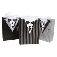 Dapper Wedding Groomsmen/Father's Birthday/Anniversary/Tuxedo Gift Bags and Tissues - (Set of 3)