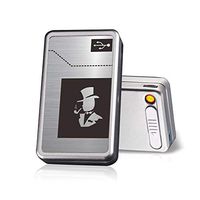 Cigarette Case with Lighter Built in USB Lighter Cigarette Box 2 in 1 Electronic Rechargeable Flameless Windproof Lighters Hold 20pcs Regular Cigarettes (Silver)