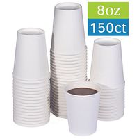 TashiBox 150 Count-8 OZ Coffee Disposable Hot Paper Cups, White