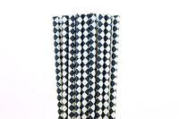 Navy Blue Diamond Paper Straws (25)