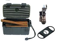 Sigara Executive Collection 10-15 Cigar Travel Humidor Cutter Single Torch Cigar Gift Set
