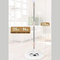 360° Spin Mop Buckets System with 2 Microfiber Mop Heads, Adjustable Handle,Floor Cleaning System for Home Office, Bathroom Equipment,B,4 cotton heads