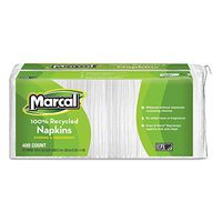 Marcal Lunch Napkins, 100% Recycled Disposable Paper Napkins - Single-Ply, Pack of 400 In a Convenient Draw & Store Resealable Bag 06506