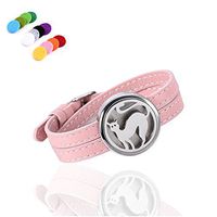 constantlife Adjustable Genuine Leather Band Bracelet Aromathrapy Jewelry Essential Oil Diffuser Fragrance Cuff Bangle (Pink-Dog)