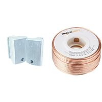 Dual LU43PW 100 Watt 3-way Indoor/Outdoor Speakers in White (Pair) and AmazonBasics 16-Gauge Speaker Wire - 100 Feet Bundle