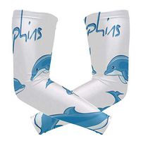 LEVEIS Dolphin Cartoon Drawing Arm Sleeves UV Protection for Men Women Sunblock Protective Gloves Running Golf Cycling Driving Long Arm Cover 1 Pair