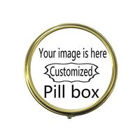 Cecillia Customize Personalized Piil Box Case Decorative Boxes Rectangular Pill Box Medicine Tablet Holder Wallet Organizer Case for Pocket or Purse (Bronze Round)