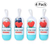 EnjoyView 8 Inch Collapsible Silicone Straws Reusable - 20 oz Tumblers, Portable Drinking Straws for Travel,Outdoor,Home - 16 Piece Set | Includes Cleaning Brush, Heart Clip and Carrying Case