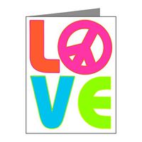 Note Card Neon Love with Peace Symbol Sign