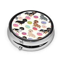 Dachshunds Donuts Cute Custom 2.1 Inches Round Pill Box Tablet Medicine Pocket Purse Travel Pill Vitamin Decorative Box Case Holder