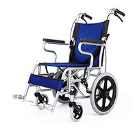 LYSTC Portable Aluminum Alloy Folding Adult Wheelchair,with Flip-Back Desk Arms and Handle Brake Portable Push-Chairs,for Adult Transportation