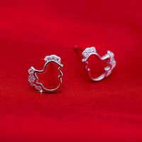 Fashion 1 pair Silver Plated studded cute chicken earrings jewelry Hot Sale Good Fine Women Stylish Cheap Bright Pendant Brides Jewelry Charms Simple Charm