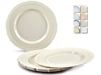 " OCCASIONS" 40 Plates Pack, Extra Heavyweight Vintage Wedding Party Disposable Plastic Plates (7'' Dessert Plates, Chateau in Ivory)