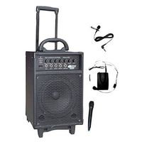 Pyle PWMA370 300 Watt Dual Channel Wireless Rechargeable Portable PA System With Handheld Mic and Lavalier/Headset Mic