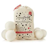 Wool Dryer Balls by Casafield Set of 6, Extra Large Organic Handmade 100% New Zealand Wool, Natural Laundry Fabric Softener