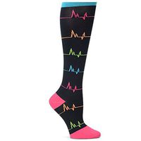Nurse Mates Wide Calf Compression Socks (EKG Black)