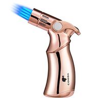 CIGARLOONG Cigar Lighter Windproof Four Jet Butane Refillable Cigarette Lighter (Color:Gold)