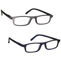 The Reading Glasses Company Matt Grey Black Navy Blue Lightweight Readers Value 2 Pack Mens Womens Spring Hinges RR17-73 +1.25
