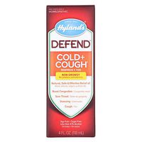 Cold and Cough Medicine by Hyland's Defend, Non-Drowsy, Cough Syrup, Decongestant, and Sore Throat Relief, Natural Cold Medicine for Adults, 4 Oz
