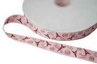 Printed Eiffel Tower Grosgrain Ribbons Color Gift Wrapping 2.5cm Wide 100 Yards (Pink)