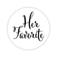 Her Favorite Wedding Stickers, Choose Your Colors, Wedding Favor Stickers (Black on Matte - Her Favorite) (403-BK)