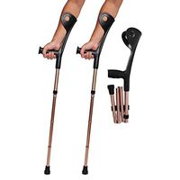 Mustbe Strong Aluminum Alloy Foldable Four Folds Elbow Crutches Assistance Hight Adjustable(100-110) cm with Comfy Handle,2pcs
