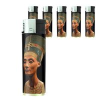 Queen Nefertiti Egyptian Butane Refillable Electronic Lighter Set of 5 Pieces D-115