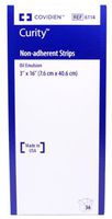 Curity Non-Adherent Oil Emulsion Wound Dressing Strips 3" x 16" - Box of 36