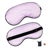 BLAU GRUN Silk Sleep Eye Mask for Sleeping, Blockout Blindfold with Adjustable Strap, Good Night Eyeshade for Women Men, Travel & Naps & Yoga Meditation & Shift Work, Include Travel Pouch & Ear Plugs