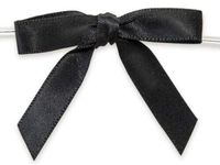 6ct. Pre-Tied Black 2" Satin Gift Bows Wire Ties Ready-to-Use 3/8" Ribbon