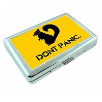 Don't Panic Squirrel Em1 Hip Silver Cigarette Case Id Holder Metal Wallet 4" X 2.75" RFID Protection