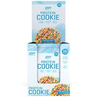 MusclePharm Combat Cookie Birthday Cake Protein Cookies by The Makers of Combat Crunch - Soft Baked Cookie drizzled with Vanilla Icing, Packed with 16G of Protein and 210 Calories, 12 Cookies