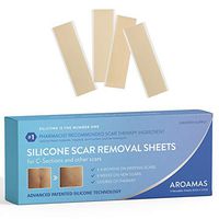 Aroamas Professional Silicone Scar Removal Sheets for Scars Caused by C-Section, Surgery, Burn, Keloid, Acne, and more, Soft Adhesive Fabric Strips, Drug-Free, 5.7"×1.57”, 4 Reusable pcs (2 Month Supp