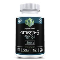 SuppliCenter Omega 3 Fish Oil Extra Strength 1200mg, Non-GMO, High EPA, High DHA 60 Count (60)