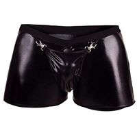 DEESEE(TM) ShortsMens Seductive Lingerie Artificial Leather Open Crotch Bodysuit Underpants Black