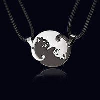 2pcs/set Fashion Jewelry Necklaces Black White Couple Necklace Cat Pendants Prom Beautiful Bright Cute Stylish For gift Simple Lovely Cheap Elegant Jewerly