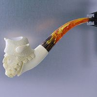 Meerschaum Eagle Helmed Viking 3/4 Bent Tobacco Pipe by Paykoc M21015