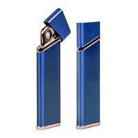 BX USB Lighter Flameless Ignition, Electric, Windproof, Rechargeable, Slim, Extremely Light Weight, Portable Compact Design, Free Charging Cable Set (Blue)