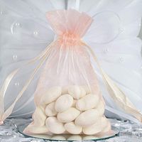 Efavormart 50PCS Blush Organza Gift Bag Drawstring Pouch Wedding Favors Bridal Shower Treat Jewelry Bags - 4"x6"