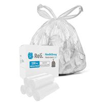 Reli. HandleStrong 40-45 Gallon Trash Bags with Handles (150 Count) - Handle Tie Garbage Bags 39 Gal - 44 Gal - 45 Gal Compatible - Clear Garbage Bags 40-45 Gal Capacity (Clear)
