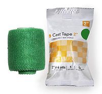 Cast Tape 2" x 4 yds. 10 Rolls of Fiberglass Casting Tape for immobilization of Upper and Lower Extremities. Green Color. Water-Activated Resin. Porous Weave. Latex-Free.