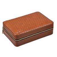 Lxc Dark Brown Plaid PU Leather Four Cedar Wood Pallet Cigar Box Smoking Cigar Humidor Portable