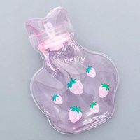 Portable Cartoon Hot Water Bottles Hand Po Warm Water Bottle Cute Mini Transparent Small Hand Warmer Water Storage Bag@Strawberry