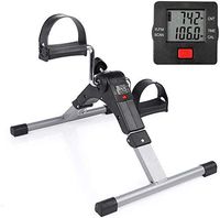 HUJPI Mini Exercise Bike, Mini Cycle Bike for Legs and Arms Workout Pedal Exerciser with LCD Screen Displays Foldable Leg Exerciser,Black