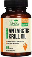 Antarctic Krill Oil Supplement 1000mg Extra Strength Krill w/Omega 3, EPA, DHA & Astaxanthin - Made in USA - Heart & Joint Support, Non-GMO, No Fishy Aftertaste for Men Women - 60 Softgels