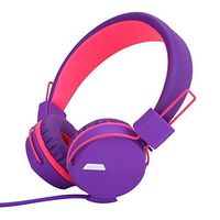 Yomuse F85 On Ear Foldable Headphones with Microphone for Kids Teens Adults, Smartphones iPhone iPod iPad Laptop Tablets Mp3/4 Purple Pink