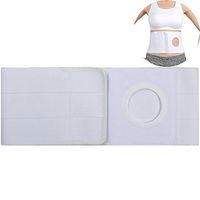 Ibnotuiy Cotton Soft Ostomy Hernia Belt Waist Support Belt Abdominal Binder Brace with Stoma Opening 2.36 inch Hole (White, L)
